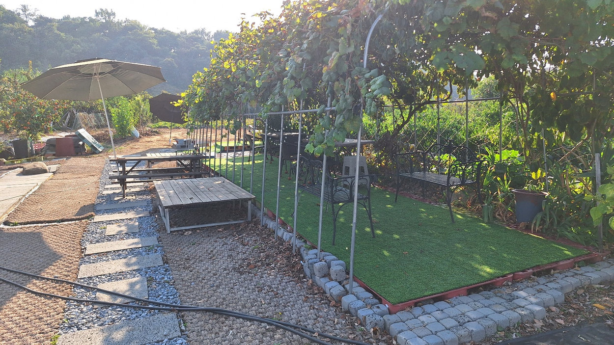 Stone path and farm resting area