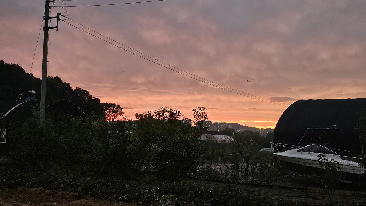 Sunset over the farm